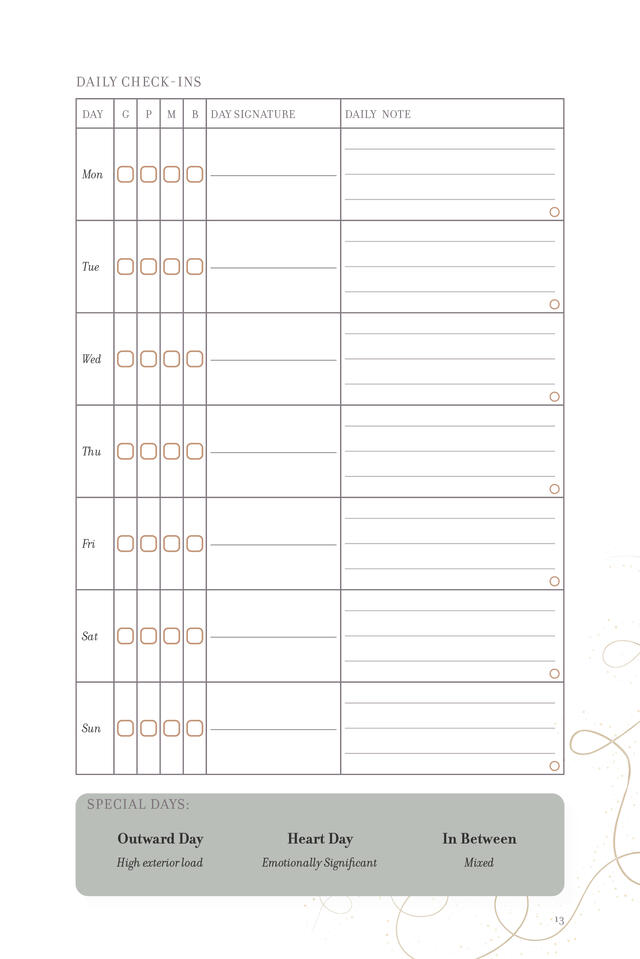 Goldilocks Journal - Weekly Spread - B